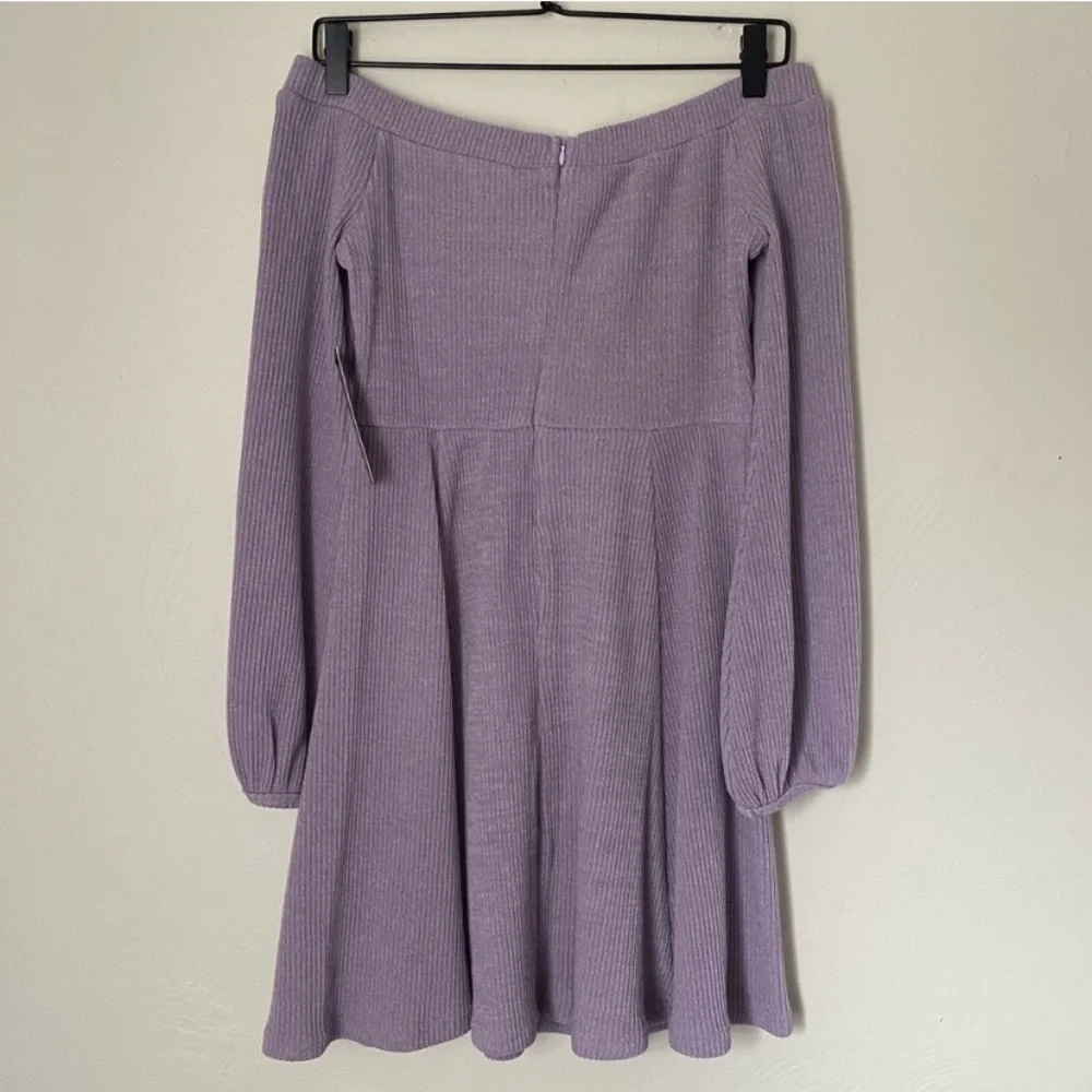 NWT Lulu's Flare Enough Lavender Off-the-Shoulder Skater Dress Small - Picture 3 of 9